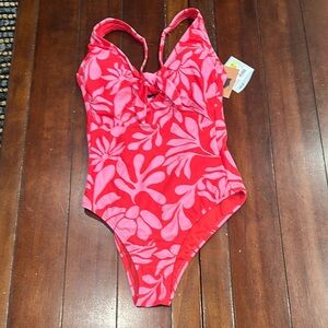 Shade & shore Swimwear Red Floral Swimsuit
